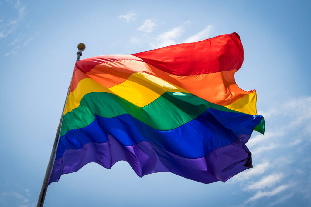 Rainbow flag flying